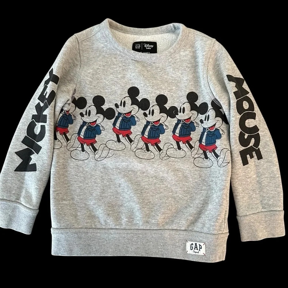 Baby Gap X Disney Kids size 5 Gray Mickey Mouse Crewneck Sweatshirt Top Grey